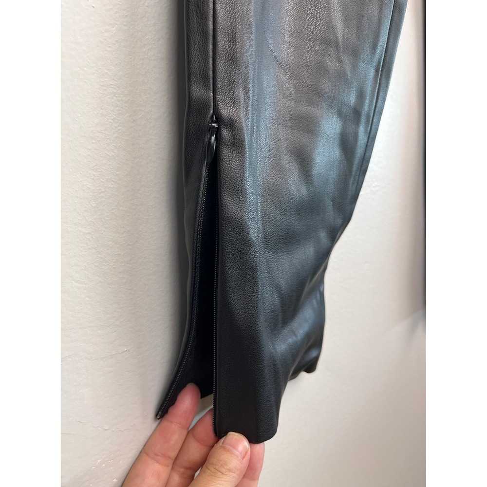Zara Black Faux Leather High Waisted Leggings Ankle Zip Pants Size M 4387/234 - Picture 9 of 9